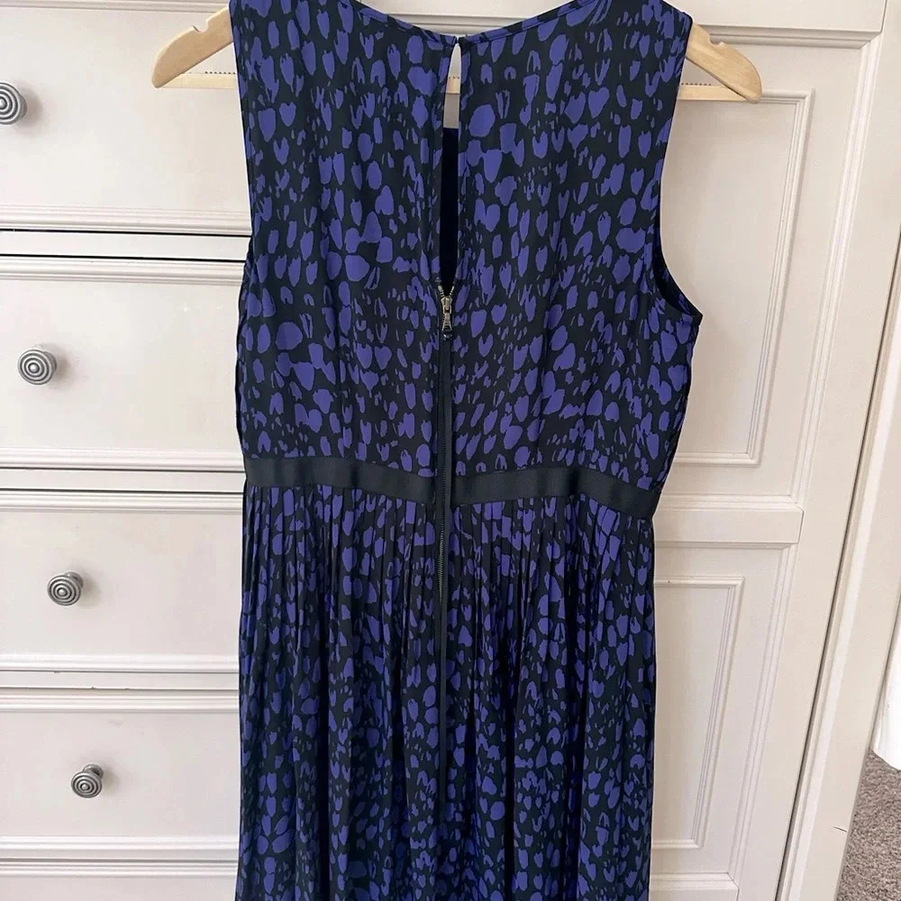 Ann Taylor Loft Purple & Black Sleeveless Pleated A-Line Midi Dress Size‎ 4 - Picture 4 of 7